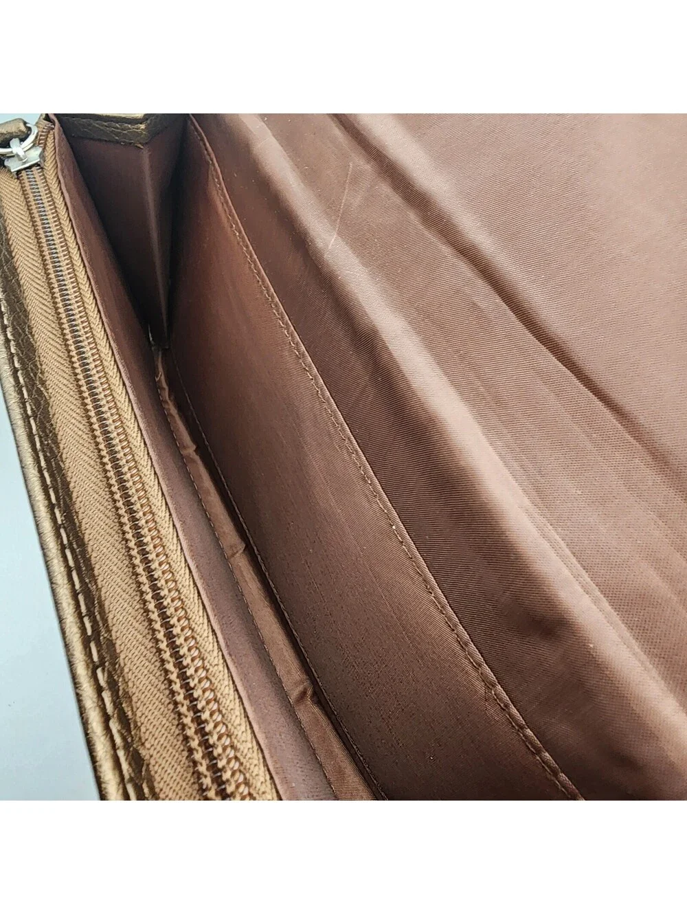 Bronze Metallic Faux Leather Wristlet Clutch Purse